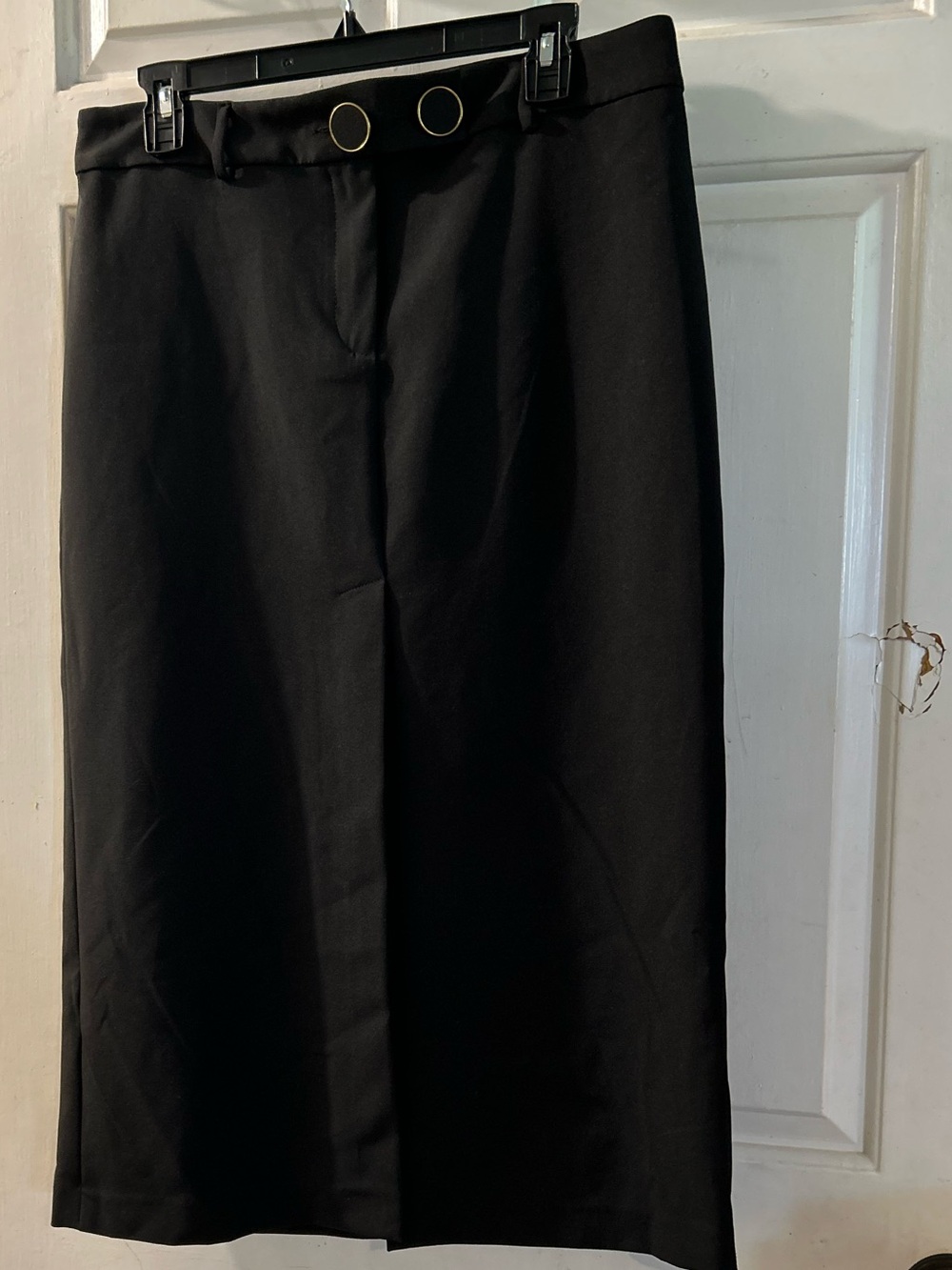 Zara Black Pencil Skirt with Gold-Ring Waist Detail